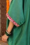 Shop_Amoree india_Green Silk Embroidery Round Neck Hayaat Kaftan Set _Online_at_Aza_Fashions