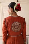 Buy_Amoree india_Rust Silk Embroidery, Zari, Stones, Foil Printing, Beads Jacket And Anarkali Set 
