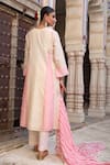 Shop_Amoree india_Ivory Silk Embroidery Round Neck Mishthi Gathered Kurta Set _at_Aza_Fashions