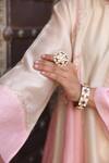 Buy_Amoree india_Ivory Silk Embroidery Round Neck Mishthi Gathered Kurta Set 