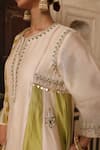 Buy_Amoree india_Ivory Silk Embroidery, Sequins Round Neck Mishthi Gathered Kurta Set 