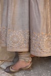 Buy_Amoree india_Gray Silk Embroidery V-neck Pal Anarkali With Dupatta 