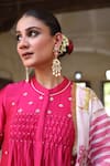 Buy_Amoree india_Pink Silk Embroidery, Foil Printing, Zari Mandarin Collar Laxmi Rani Suit Set _Online_at_Aza_Fashions