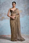 Buy_Dressfolk_Gold Tissue Zari Krissha Saree With Unstitched Blouse Piece _at_Aza_Fashions
