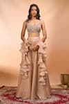 Buy_Alaya Advani_Beige Satin, Organza, Net Beads, Embroidery, Ruffles Lehenga Set Eith Dupatta _Online