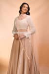 Buy Alaya Advani Beige Satin, Organza, Net Beads, Embroidery Leaf Neck Hand Blouse Lehenga Set Online at Aza Fashions Buy_Alaya Advani_Beige Satin, Organza, Net Beads, Embroidery Leaf Neck Hand Blouse Lehenga Set _Online_at_Aza_Fashions
