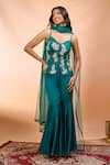 Buy_Alaya Advani_Green Modal, Satin Embroidery Sweetheart Neck Hand Top Sharara Set _Online_at_Aza_Fashions