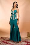 Shop_Alaya Advani_Green Modal, Satin Embroidery Sweetheart Neck Hand Top Sharara Set _Online_at_Aza_Fashions