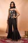 Alaya Advani_Black Modal, Satin Embroidery Sweetheart Neck Hand Top Sharara Set _Online
