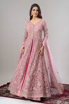 Shop Alaya Advani Pink Net, Silk Embroidery, Zari V-neck Floral Hand Anarkali Lehenga Set Shop_Alaya Advani_Pink Net, Silk Embroidery, Zari V-neck Floral Hand Anarkali Lehenga Set