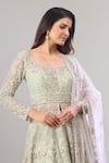 Buy Alaya Advani Green Net, Silk Embroidery, Sequins Scoop Neck Hand Anarkali Lehenga Set Online Buy_Alaya Advani_Green Net, Silk Embroidery, Sequins Scoop Neck Hand Anarkali Lehenga Set _Online