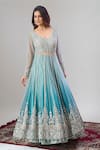 Buy_Alaya Advani_Blue Net, Silk Embroidery, Zari, Sequins, Beads Hand Anarkali Lehenga Set 
