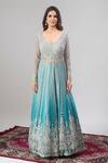 Shop_Alaya Advani_Blue Net, Silk Embroidery, Zari, Sequins, Beads Hand Anarkali Lehenga Set 