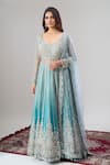 Alaya Advani_Blue Net, Silk Embroidery, Zari, Sequins, Beads Hand Anarkali Lehenga Set _Online