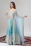 Alaya Advani_Blue Net, Silk Embroidery, Zari, Sequins, Beads Hand Anarkali Lehenga Set 