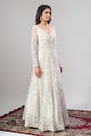 Shop_Alaya Advani_White Net, Silk Embroidery, Sequins, Tassels Floral Hand Anarkali Lehenga Set _Online_at_Aza_Fashions