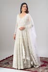 Buy_Alaya Advani_White Net, Silk Embroidery, Sequins, Tassels Floral Hand Anarkali Lehenga Set 