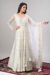 Buy_Alaya Advani_White Net, Silk Embroidery, Sequins, Tassels Floral Hand Anarkali Lehenga Set _Online