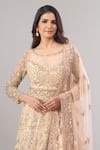 Buy_Alaya Advani_Beige Net, Silk Embroidery, Zari, Sequins Round Hand Slit Anarkali Lehenga Set _Online_at_Aza_Fashions