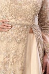 Buy_Alaya Advani_Beige Net, Silk Embroidery, Zari, Sequins Round Hand Slit Anarkali Lehenga Set _Online