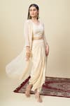 Alaya Advani_Off White Georgette Embroidery Open Neck, Cape And Draped Skirt Set _Online
