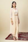 Buy_Alaya Advani_Off White Georgette Embroidery Open Neck, Cape And Draped Skirt Set _Online