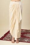 Shop_Alaya Advani_Off White Georgette Embroidery Open Neck, Cape And Draped Skirt Set _Online