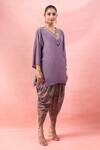 Buy_Alaya Advani_Purple Crepe Embroidery, Tassels, Foil Printing Kurta And Floral Dhoti Pant 