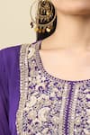 Shop_Alaya Advani_Purple Crepe Embroidery, Beads Round Neck Yoke High-low Kurta And Palazzo Set 