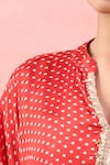 Shop_Alaya Advani_Red Satin, Georgette Embroidery V-neck Bandhani Kurta And Palazzo Set _Online_at_Aza_Fashions