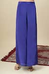 Alaya Advani_Blue Satin, Georgette Embroidery Split Bandhani Pattern Kurta And Palazzo Set _Online_at_Aza_Fashions