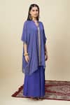 Alaya Advani_Blue Satin, Georgette Embroidery Split Bandhani Pattern Kurta And Palazzo Set _at_Aza_Fashions