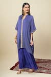 Shop_Alaya Advani_Blue Satin, Georgette Embroidery Split Bandhani Pattern Kurta And Palazzo Set _Online