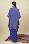 Alaya Advani_Blue Satin, Georgette Embroidery Split Bandhani Pattern Kurta And Palazzo Set 