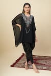Buy_Alaya Advani_Black Georgette Notched Neck Embroidered Cape And Dhoti Pant Set _Online