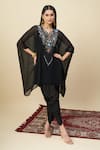 Buy_Alaya Advani_Black Georgette Notched Neck Embroidered Cape And Dhoti Pant Set _at_Aza_Fashions