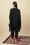 Alaya Advani_Black Georgette Notched Neck Embroidered Cape And Dhoti Pant Set 
