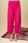 Shop_Alaya Advani_Pink Georgette Embroidery, Beads Round Neck High-low Yoke Kurta And Pant Set _Online