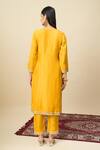 Shop_Alaya Advani_Yellow Crepe Embroidery, Beads, Tassels V-neck Yoke Kurta And Pant Set _at_Aza_Fashions