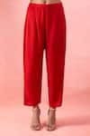 Alaya Advani_Red Crepe Embroidery Round Neck Yoke Cape Kurta And Pant Set _Online_at_Aza_Fashions