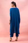 Shop_Alaya Advani_Blue Crepe Embroidery Round Neck Cape Kurta And Pant Set _at_Aza_Fashions