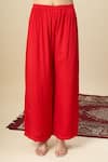 Buy_Alaya Advani_Red Georgette Embroidery, Beads Round Neck Yoke Cape Kurta And Pant Set _Online