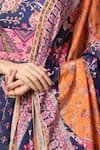 Alaya Advani_Blue Silk , Embroidery Floral Print Anarkali With Color Block Dupatta _Online_at_Aza_Fashions