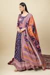 Alaya Advani_Blue Silk , Embroidery Floral Print Anarkali With Color Block Dupatta _Online