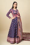 Buy_Alaya Advani_Blue Silk , Embroidery Floral Print Anarkali With Color Block Dupatta _Online