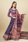 Shop_Alaya Advani_Blue Silk , Embroidery Floral Print Anarkali With Color Block Dupatta _Online