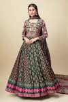 Buy_Alaya Advani_Green Silk Satin Embroidery Round Neck Floral Print Anarkali With Dupatta _at_Aza_Fashions