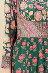 Alaya Advani_Green Silk Satin Embroidery Round Neck Floral Print Anarkali With Dupatta _Online_at_Aza_Fashions