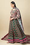 Alaya Advani_Green Silk Satin Embroidery Round Neck Floral Print Anarkali With Dupatta _at_Aza_Fashions