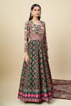 Buy_Alaya Advani_Green Silk Satin Embroidery Round Neck Floral Print Anarkali With Dupatta _Online